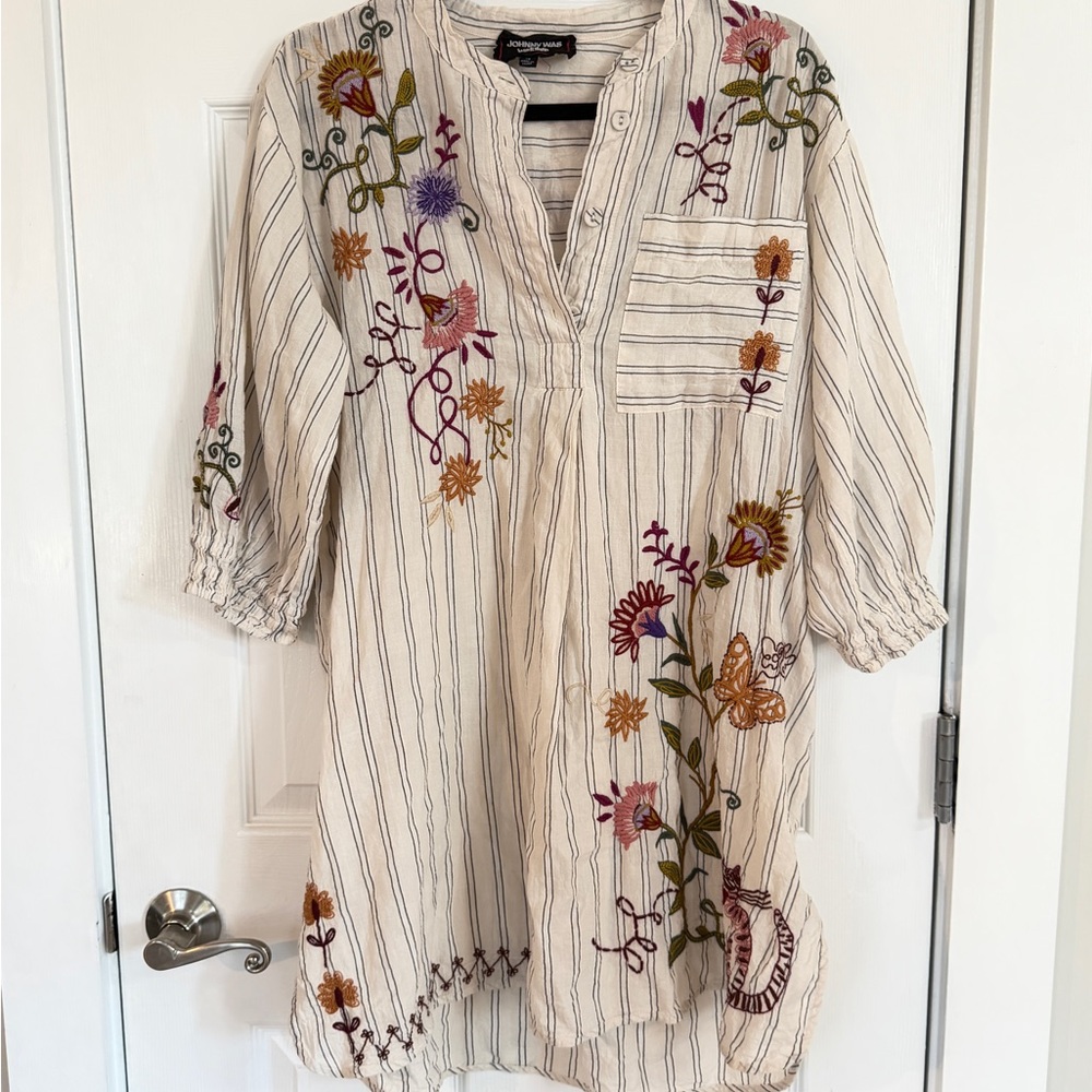 JOHNNY WAS TONI SMOCKED CUFF TUNIC
